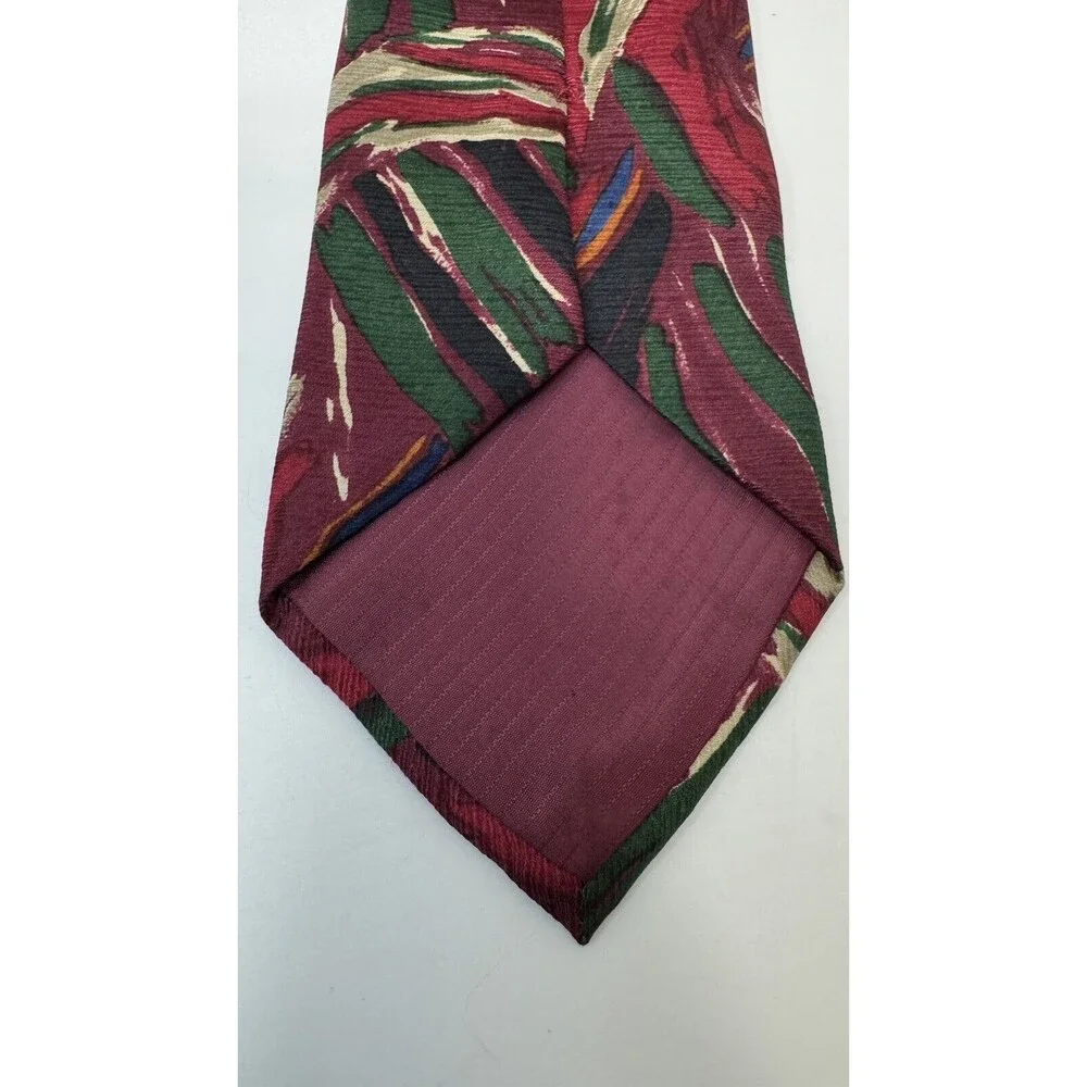 Ermenegildo Zegna 100% Silk Tie Red Maroon Floral